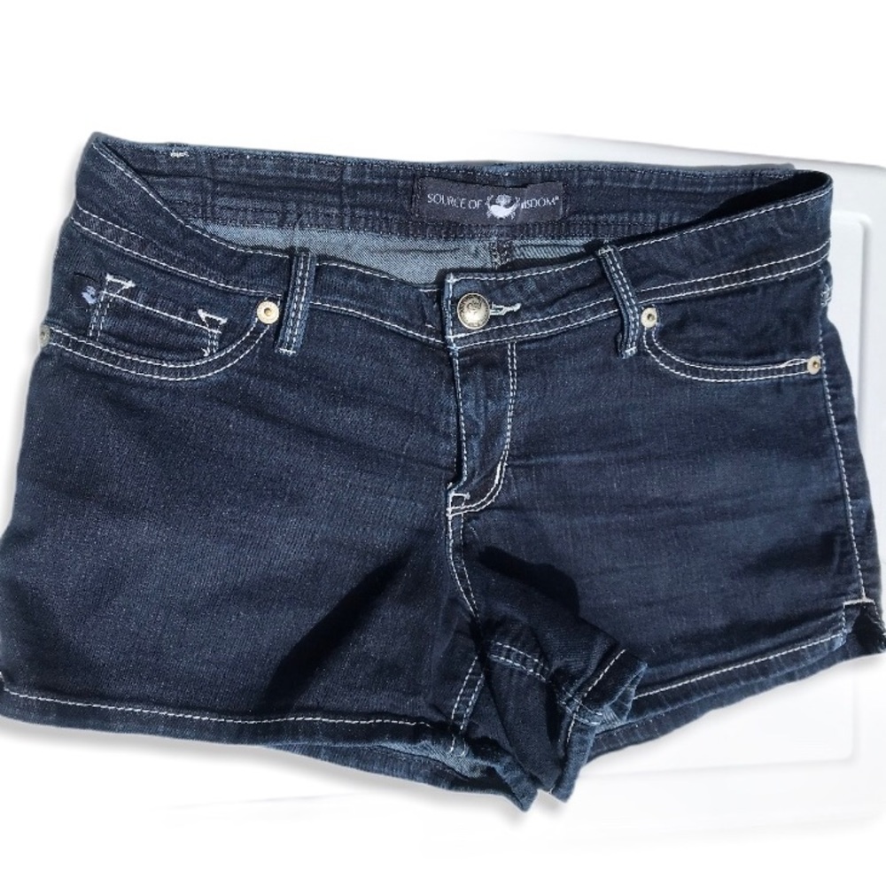 Source of Wisdom Blue Denim Shorts Size 14